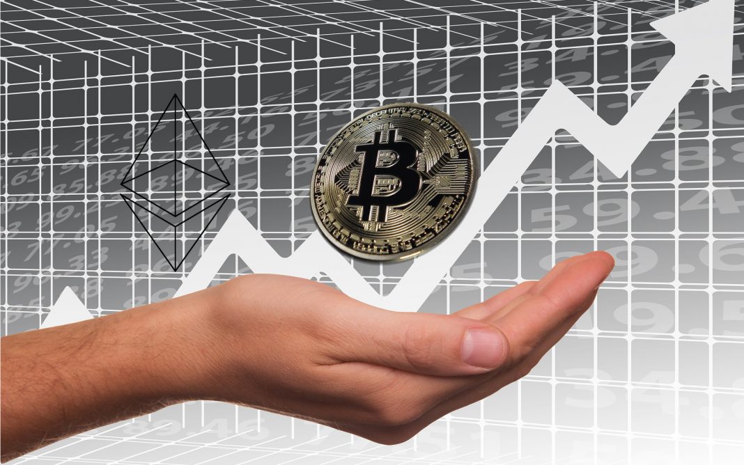 bitcoin, coin,hand, graph, chart