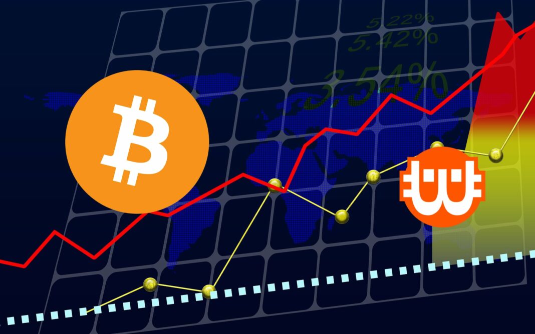 bitcoin logó és egy árgrafikon