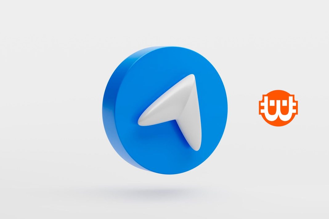 Telegram logoja a képen fehér háttérrel