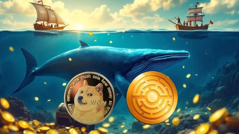 Miközben a piac pánikba esett, a bálnák 560 millió Dogecoin-t és ezt az új riválist vásárolták fel