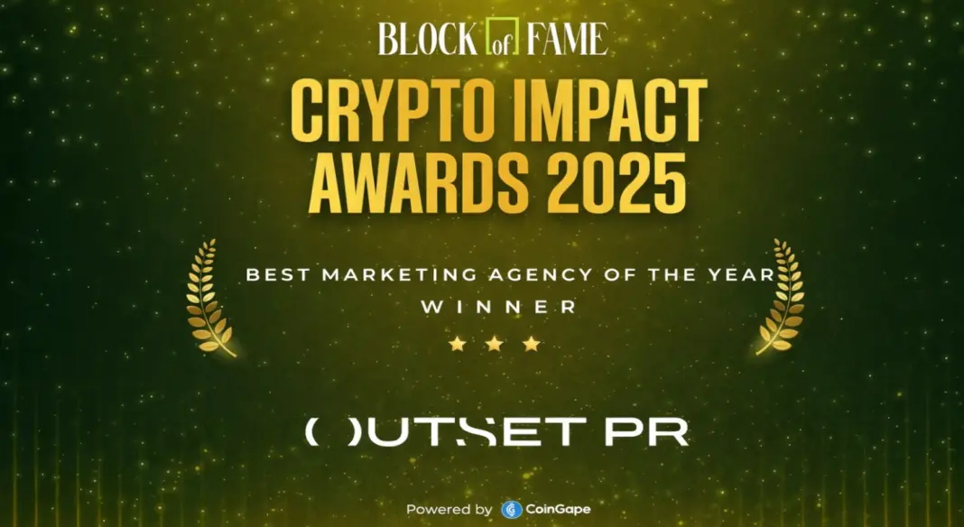 Az Outset PR elnyerte a 2025-ös év legjobb marketingügynöksége díjat a Coingape Crypto Impact Awards-on