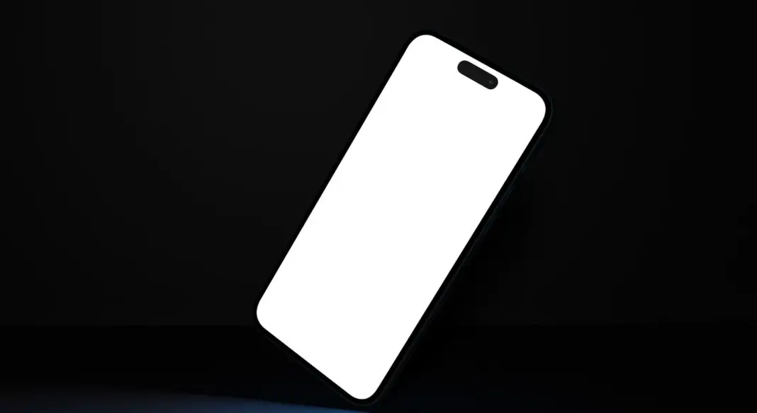 minimalista okostelefon sötét háttér előtt