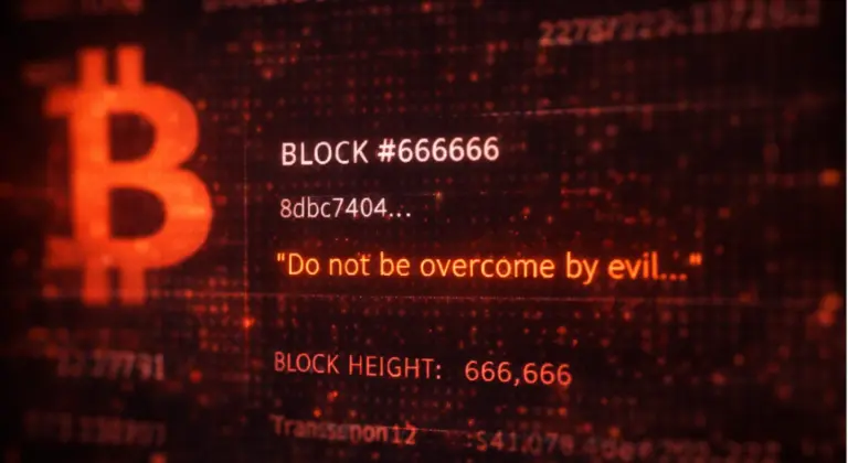 A Bitcoin 666,666. blokkja: titokzatos üzenet a láncon